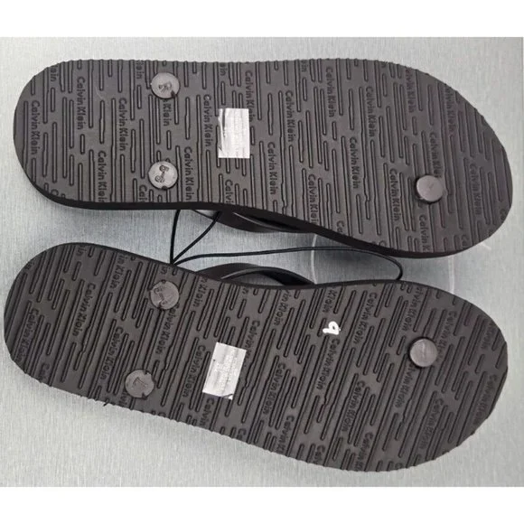 Women’s Sandals Flipflops  Size 6M Calvin klein  Brown Multi Logo Print - Picture 6 of 8